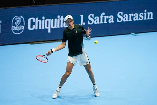 21 10 2024, Basel, St Jakobshalle, ATP Swiss Indoors Basel, Matteo Arnaldi ITA in action Basel St Jakobshalle Basel Switzerland Copyright: xJustPictures.ch DanielaxPorcellix jp-en-DaPo-20241021-_DP16195-3