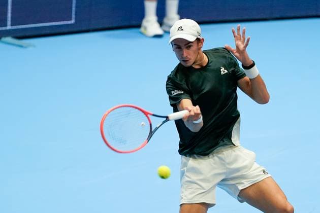 21 10 2024, Basel, St Jakobshalle, ATP Swiss Indoors Basel, Matteo Arnaldi ITA in action Basel St Jakobshalle Basel Switzerland Copyright: xJustPictures.ch DanielaxPorcellix jp-en-DaPo-20241021-_DP16239