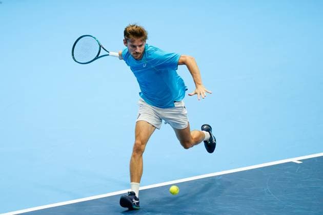 21 10 2024, Basel, St Jakobshalle, ATP Swiss Indoors Basel, David Goffin BEL in action Basel St Jakobshalle Basel Switzerland Copyright: xJustPictures.ch DanielaxPorcellix jp-en-DaPo-20241021-_DP16152