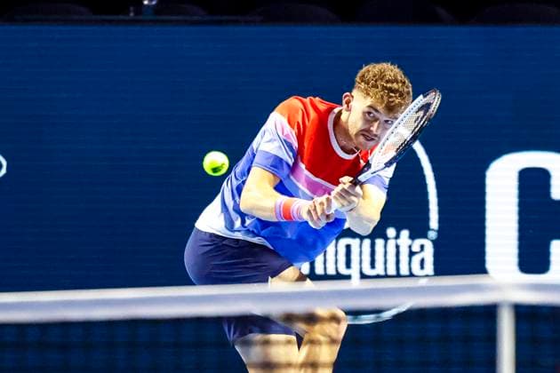 Jerome Kym SUI , Tennis, Swiss Indoors ATP World Tour 500 , 1 16 Finals Singles, 2024, Ugo Humbert FRA vs Jerome Kym SUI , 21 10 2024, St Jakobshalle, Basel, Switzerland Basel St Jakobshalle BS Switzerland Copyright: xGrantxHubbsx