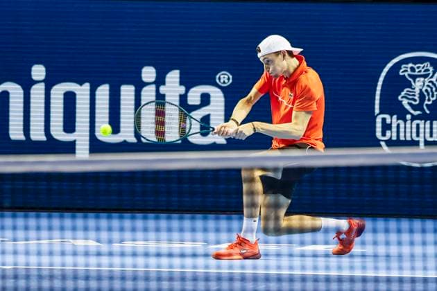 Ugo Humbert FRA , Tennis, Swiss Indoors ATP World Tour 500 , 1 16 Finals Singles, 2024, Ugo Humbert FRA vs Jerome Kym SUI , 21 10 2024, St Jakobshalle, Basel, Switzerland Basel St Jakobshalle BS Switzerland Copyright: xGrantxHubbsx