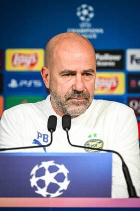 October 21, 2024, Paris, France, France: Peter BOSZ of PSV Eindhoven during a PSV Eindhoven press conference, PK, Pressekonferenz at Parc des Princes Stadium on October 21, 2024 in Paris, France. Paris France - ZUMAm308 20241021_zsp_m308_005 Copyright: xMatthieuxMirvillex