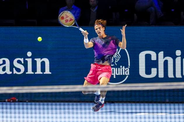 Daniel Altmaier GER , Tennis, Swiss Indoors ATP World Tour 500 , 1 16 Finals Singles, 2024, Daniel Altmaier GER vs Arthur Fils FRA , 21 10 2024, St Jakobshalle, Basel, Switzerland Basel St Jakobshalle BS Switzerland Copyright: xGrantxHubbsx