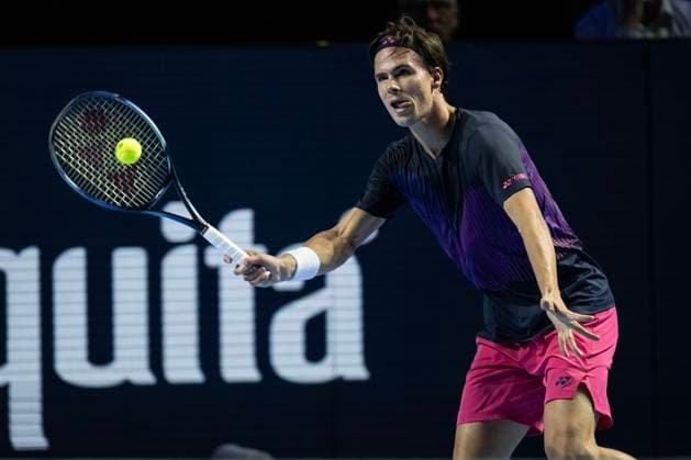 21st October 2024; St. Jakobshalle, Basel, Switzerland; ATP, Tennis Herren 500 Swiss Indoors Basel Tennis, Day 1; Daniel Altmaier (GER) in action against Arthur Fils (FRA) in the first round  ActionPlus12705919 DavidxEmm