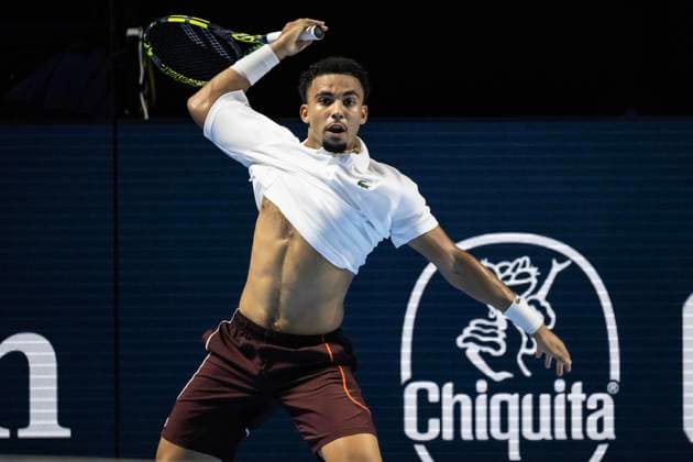 21st October 2024; St. Jakobshalle, Basel, Switzerland; ATP, Tennis Herren 500 Swiss Indoors Basel Tennis, Day 1; Arthur Fils (FRA) in action against Daniel Altmaier (GER) in the first round  ActionPlus12705920 DavidxEmm