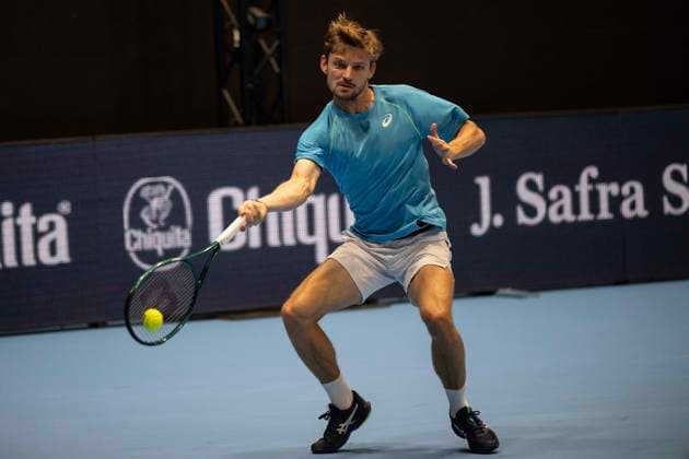 21st October 2024; St. Jakobshalle, Basel, Switzerland; ATP, Tennis Herren 500 Swiss Indoors Basel Tennis, Day 1; David Goffin (BEL) in action against Matteo Arnaldi (ITA) in the first round  ActionPlus12705902 DavidxEmm
