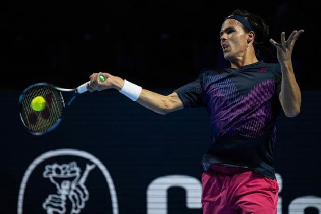 21st October 2024; St. Jakobshalle, Basel, Switzerland; ATP, Tennis Herren 500 Swiss Indoors Basel Tennis, Day 1; Daniel Altmaier (GER) in action against Arthur Fils (FRA) in the first round  ActionPlus12705904 DavidxEmm