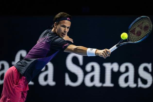 21st October 2024; St. Jakobshalle, Basel, Switzerland; ATP, Tennis Herren 500 Swiss Indoors Basel Tennis, Day 1; Daniel Altmaier (GER) in action against Arthur Fils (FRA) in the first round  ActionPlus12705906 DavidxEmm