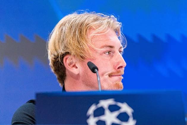 21 10 2024, Press conference before Real Madrid vs Borussia Dortmund, UEFA Champions League, Matchday 3 Nuri Sahin and Julian Brandt at the Borussia Dortmund press conference Copyright: xBahhoxKarax