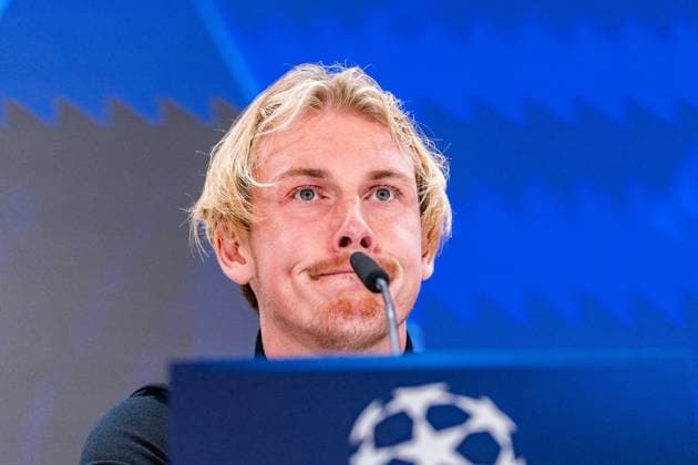 21 10 2024, Press conference before Real Madrid vs Borussia Dortmund, UEFA Champions League, Matchday 3 Nuri Sahin and Julian Brandt at the Borussia Dortmund press conference Copyright: xBahhoxKarax