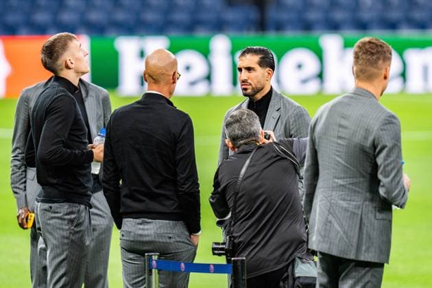 21 10 2024, Press conference before Real Madrid vs Borussia Dortmund, UEFA Champions League, Matchday 3 Borussia Dortmund to inspect the pitch at the Santiago Bernabeu, here Nico Schlotterbeck, Emre Can Copyright: xBahhoxKarax