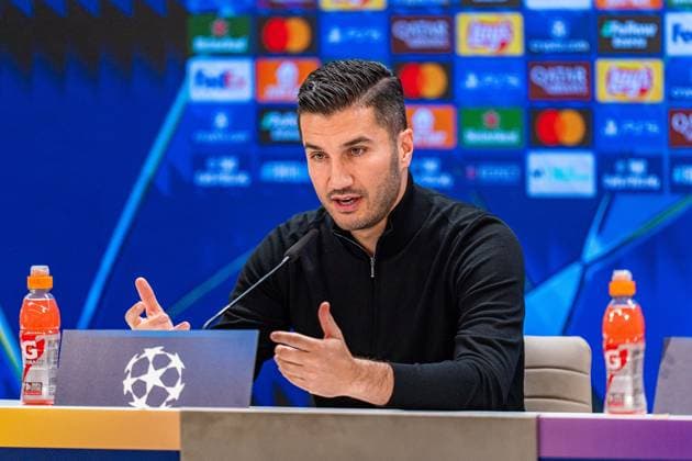 21 10 2024, Press conference before Real Madrid vs Borussia Dortmund, UEFA Champions League, Matchday 3 Nuri Sahin and Julian Brandt at the Borussia Dortmund press conference Copyright: xBahhoxKarax