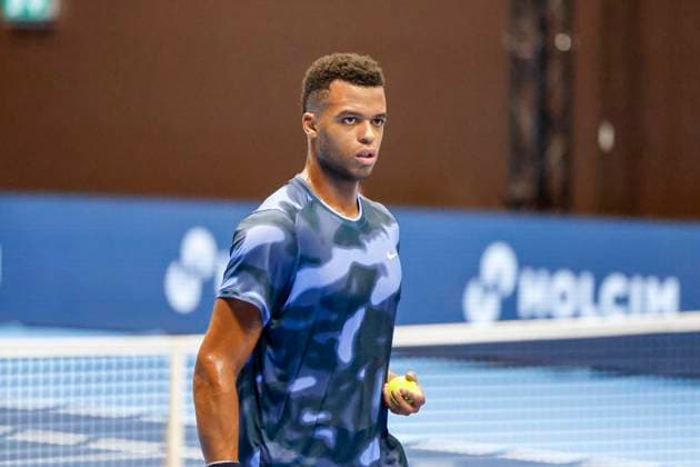 Giovanni Mpetshi Perricard FRA , Tennis, Swiss Indoors ATP World Tour 500 , 1 16 Finals Singles, 2024, James Duckworth AUS vs Giovanni Mpetshi Perricard FRA , 21 10 2024, St Jakobshalle, Basel, Switzerland Basel St Jakobshalle BS Switzerland Copyright: xGrantxHubbsx