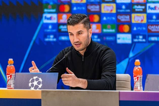 21 10 2024, Press conference before Real Madrid vs Borussia Dortmund, UEFA Champions League, Matchday 3 Nuri Sahin at Borussia Dortmunds press conference Copyright: xBahhoxKarax