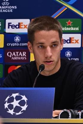 October 22, 2024, Bergamo, Italia: Atalanta s Mario Pasalic during press conference, PK, Pressekonferenz on the eve of the UEFA Champions League soccer match between Atalanta BC and Celtic FC, at Bergamo Stadium in Bergamo, Italy, 22 October 2024..ANSA MICHELE MARAVIGLIA Soccer: Champions League; Atalanta-Celtic  - ZUMAa110 20241022_zaf_a110_003 Copyright: xMichelexMaravigliax