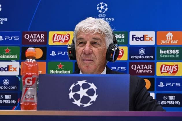 October 22, 2024, Bergamo, Italia: Atalanta s coach Gian Piero Gasperini during press conference, PK, Pressekonferenz on the eve of the UEFA Champions League soccer match between Atalanta BC and Celtic FC, at Bergamo Stadium in Bergamo, Italy, 22 October 2024..ANSA MICHELE MARAVIGLIA Soccer: Champions League; Atalanta-Celtic  - ZUMAa110 20241022_zaf_a110_006 Copyright: xMichelexMaravigliax