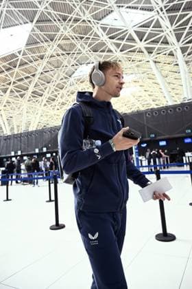 GNK Dinamo Zagreb travels to Salzburg Maxime Bernauer of Dinamo Zagreb arrive at Franjo Tudjman International Airport before departing for Salzburg, in Zagreb, Croatia, on October 22, 2024. GNK Dinamo Zagreb will play agianst FC Salzburg in UEFA Champions League.  MarkoxLukunic PIXSELL