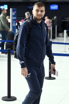 GNK Dinamo Zagreb travels to Salzburg Stefan Ristovski of Dinamo Zagreb arrive at Franjo Tudjman International Airport before departing for Salzburg, in Zagreb, Croatia, on October 22, 2024. GNK Dinamo Zagreb will play agianst FC Salzburg in UEFA Champions League.  MarkoxLukunic PIXSELL
