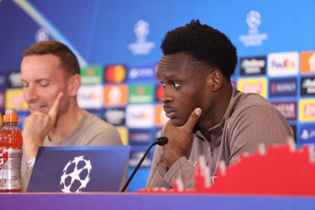SOCCER - UEFA CL, RBS vs Zagreb SALZBURG,AUSTRIA,22.OCT.24 - SOCCER - UEFA Champions League, Red Bull Salzburg vs GNK Dinamo Zagreb, preview, press conference, PK, Pressekonferenz RBS. Image shows Samson Baidoo (RBS).  GEPAxpictures xMathiasxMandl