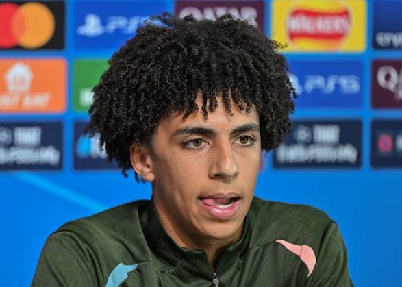 Manchester City v Sparta Prague Champions League press conference, PK, Pressekonferenz Rico Lewis of Manchester City during the Manchester City v Sparta Prague UEFA Champions League press conference at Joie Stadium, Manchester, United Kingdom, 22nd October 2024 (Photo by Cody Froggatt News Images) Manchester Joie Stadium Greater Manchester United, ManU Kingdom Copyright: xCodyxFroggatt NewsxImagesx