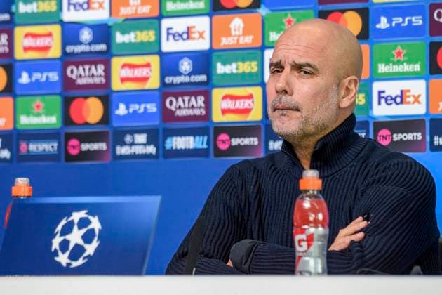 Manchester City FC Media Day Manchester City manager Pep Guardiola reacts during the Manchester City FC Media Day press conference, PK, Pressekonferenz ahead of the Manchester City FC v Sparta Prague UEFA Champions League match, at the Joie Stadium, Etihad Campus, Manchester, England, United Kingdom on 22 October 2024 Editorial use only. All images are copyright Every Second Media Limited. No images may be reproduced without prior permission. Copyright: xIMAGO EveryxSecondxMediax ESM-1179-0072