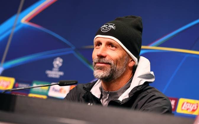 RB Leipzig Press Conference Champions League Leipzig, 22 10 2024, RB Academy, Football, UEFA Champions League, Matchday 1, RB LEIPZIG vs FC LIVERPOOL on 23 10 2024 , Press Conference RB Leipzig , In the picture Coach Marco Rose RB Leipzig , Picture Point