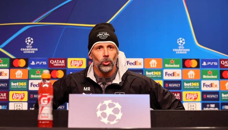RB Leipzig Press Conference Champions League Leipzig, 22 10 2024, RB Academy, Football, UEFA Champions League, Matchday 1, RB LEIPZIG vs FC LIVERPOOL on 23 10 2024 , Press Conference RB Leipzig , In the picture Coach Marco Rose RB Leipzig , Picture Point