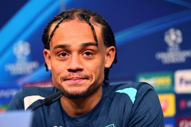 RB Leipzig Press Conference Champions League Leipzig, 22 10 2024, RB Academy, Football, UEFA Champions League, Matchday 1, RB LEIPZIG vs FC LIVERPOOL on 23 10 2024 , Press Conference RB Leipzig , In the picture Xavi Simons 10, RB Leipzig Player , Picture Point