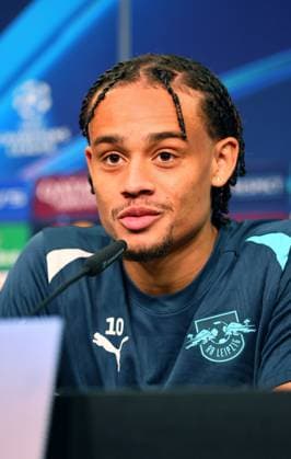 RB Leipzig Press Conference Champions League Leipzig, 22 10 2024, RB Academy, Football, UEFA Champions League, Matchday 1, RB LEIPZIG vs FC LIVERPOOL on 23 10 2024 , Press Conference RB Leipzig , In the picture Xavi Simons 10, RB Leipzig Player , Picture Point