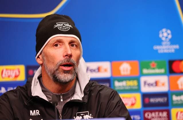 RB Leipzig Press Conference Champions League Leipzig, 22 10 2024, RB Academy, Football, UEFA Champions League, Matchday 1, RB LEIPZIG vs FC LIVERPOOL on 23 10 2024 , Press Conference RB Leipzig , In the picture Coach Marco Rose RB Leipzig , Picture Point