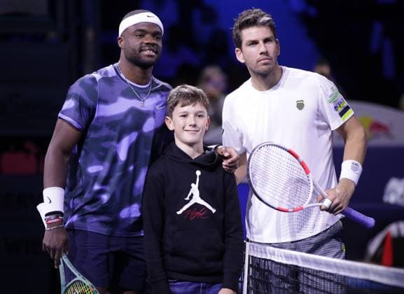 TENNIS - ATP, Tennis Herren Erste Bank Open VIENNA,AUSTRIA,22.OCT.24 - TENNIS - ATP World Tour, Erste Bank Open. Image shows Frances Tiafoe (FRA), the cointhrow kid and Cameron Norrie (GBR).  GEPAxpictures xWalterxLuger