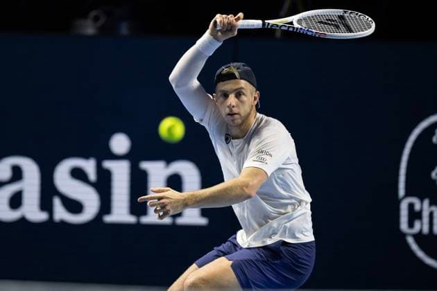 22nd October 2024; St. Jakobshalle, Basel, Switzerland; ATP, Tennis Herren 500 Swiss Indoors Basel Tennis, Day 2; Tallon Griekspoor (NED) in action against Dominic Stricker (SUI) in the first round  ActionPlus12706060 DavidxEmm
