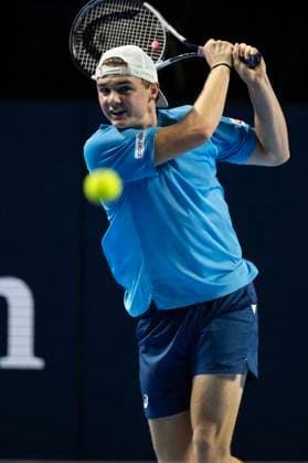 22nd October 2024; St. Jakobshalle, Basel, Switzerland; ATP, Tennis Herren 500 Swiss Indoors Basel Tennis, Day 2; Dominic Stricker (SUI) in action against Tallon Griekspoor (NED) in the first round  ActionPlus12706065 DavidxEmm