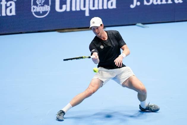 22 10 2024, Basel, St Jakobshalle, ATP Swiss Indoors Basel, Botic van de Zandschulp NED in action during the 1 16 Round match Basel St Jakobshalle Basel Switzerland Copyright: xJustPictures.ch DanielaxPorcellix jp-en-DaPo-20241022-_DP17218