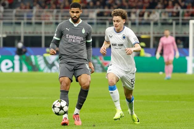 AC Milan v Club Brugge - UEFA Champions League MILAN, ITALY - OCTOBER 22 : Loftus-Cheek Ruben midfielder of AC Milan and De Cuyper Maxim midfielder of Club Brugge pictured during matchday 3 of the UEFA Champions League, a league phase match between AC Milan and Club Brugge at the San Siro stadium on October 22, 2024 in Milan, Italy, 22 10 2024 Milan Italy  Copyright: xJanxDexMeuleneirx