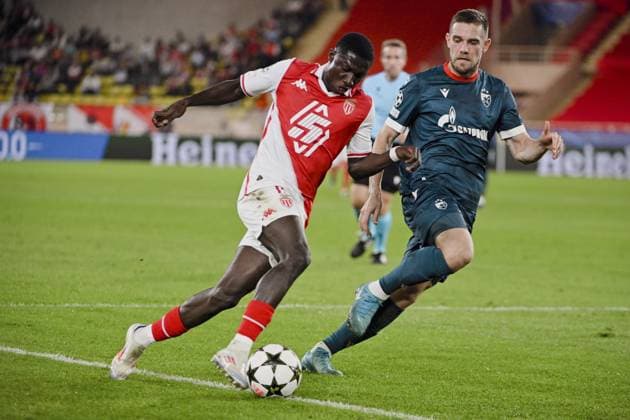 Midfielder CAMARA Lamine (AS Monaco) And Midfielder ELSNIK Timi Maks (Red Star Belgrade - Crvena zvezda). AS Monaco vs Red Star Belgrade - Crvena Zvezda - UEFA Champions League in Stade Louis II, MONACO, on October 22, 2024. FOOTBALL: C1 - AS Monaco vs Red Star Belgrade - Crvena zvezda - UEFA Champions League - 10 22 24 FredDides Panoramic 