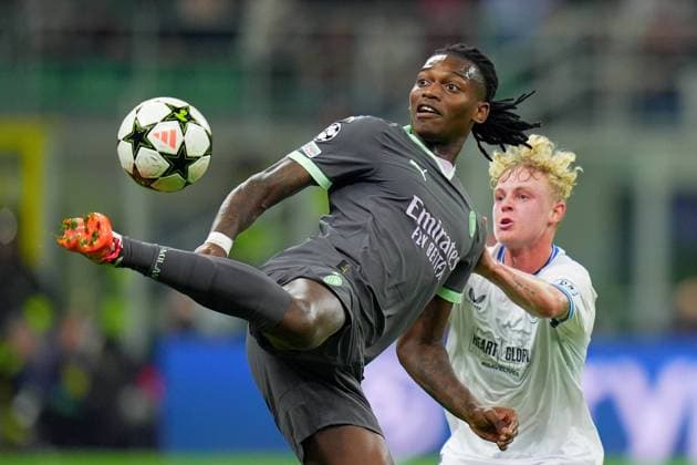 AC Milan s Rafael Leao during the Uefa Champions League soccer match between Ac Milan and Club Brugge a at the San Siro Stadium in Milan, north Italy -Tuesday , October 22 , 2024. - Soccer .  Copyright: xSpada LaPressex