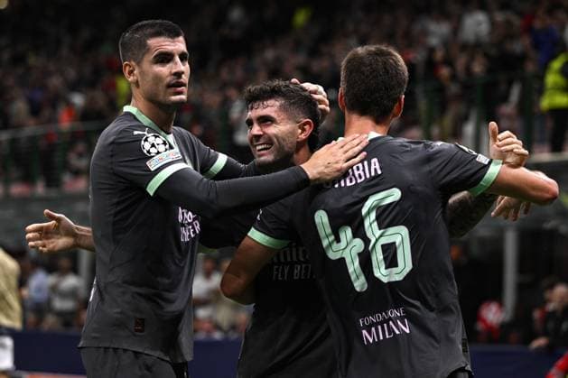 Mg Milano 22 10 2024 - Champions League Milan-Club Brugge foto Matteo Gribaudi Image nella foto: esultanza gol Christian Pulisic 