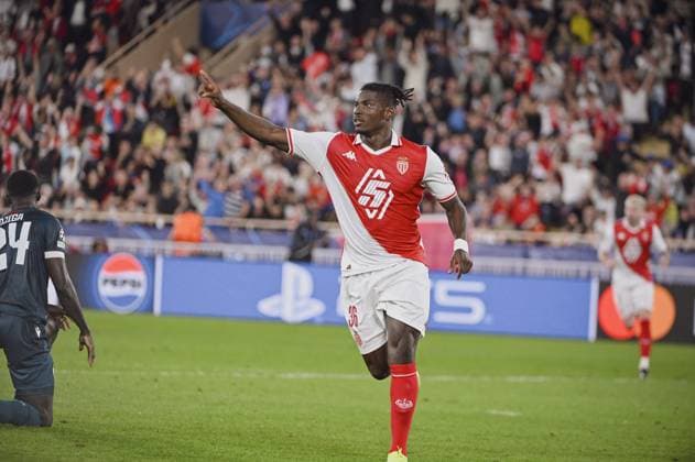 Joy of Forward EMBOLO Breel (AS Monaco) after mark a goal. AS Monaco vs Red Star Belgrade - Crvena Zvezda - UEFA Champions League in Stade Louis II, MONACO, on October 22, 2024. FOOTBALL: C1 - AS Monaco vs Red Star Belgrade - Crvena zvezda - UEFA Champions League - 10 22 24 FredDides Panoramic 