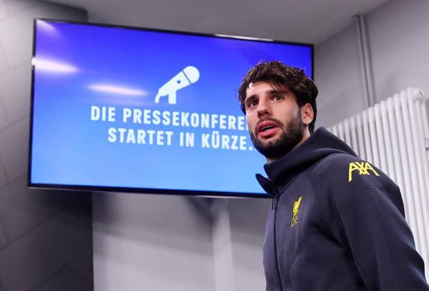 Liverpool FC Press Conference Champions League Leipzig, 22 10 2024, Red Bull Arena, Football, UEFA Champions League, Matchday 1, RB LEIPZIG vs FC LIVERPOOL on 23 10 2024 , Press Conference Liverpool FC , In the picture Dominik Szoboszlai Liverpool Player , Picture Point