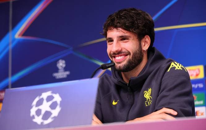 Liverpool FC Press Conference Champions League Leipzig, 22 10 2024, Red Bull Arena, Football, UEFA Champions League, Matchday 1, RB LEIPZIG vs FC LIVERPOOL on 23 10 2024 , Press Conference Liverpool FC , In the picture Dominik Szoboszlai Liverpool Player , Picture Point