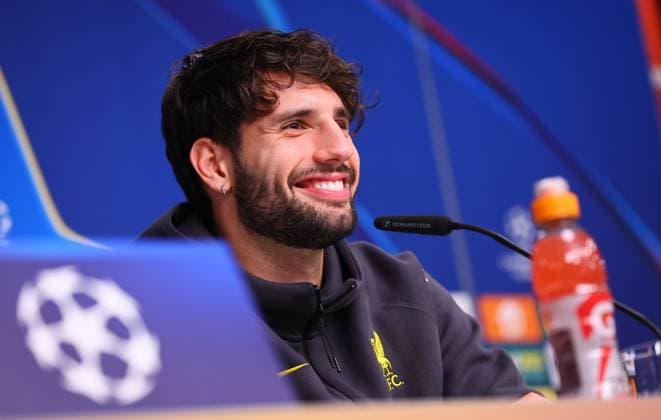Liverpool FC Press Conference Champions League Leipzig, 22 10 2024, Red Bull Arena, Football, UEFA Champions League, Matchday 1, RB LEIPZIG vs FC LIVERPOOL on 23 10 2024 , Press Conference Liverpool FC , In the picture Dominik Szoboszlai Liverpool Player , Picture Point