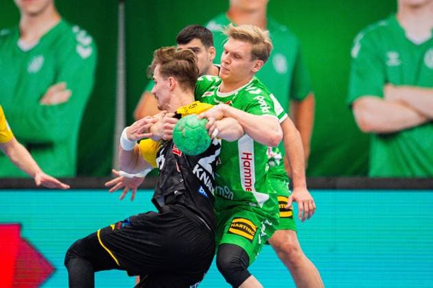 22 10 2024 Handball, 2024 2025, 2 Daikin Bundesliga, Matchday 8, GWD Minden HSC 2000 Coburg L R Jakob Knauer Coburg , Tom Bergner Minden