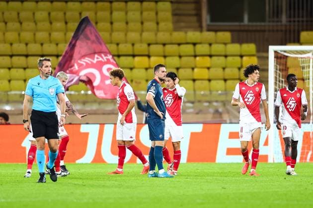 Fußball, CL, AS Monaco - Roter Stern Belgrad 22nd October 2024 - UEFA CHAMPIONS LEAGUE - J3 - SEASON 2024 2025 - AS MONACO vs CRVENA ZVEZDA - STADE LOUIS II The disappointment of elsnik (timi) after minamino (takumi) goal MONACO MONACO Copyright: xSPORTPIXPRESSx xFREDxPORCUx