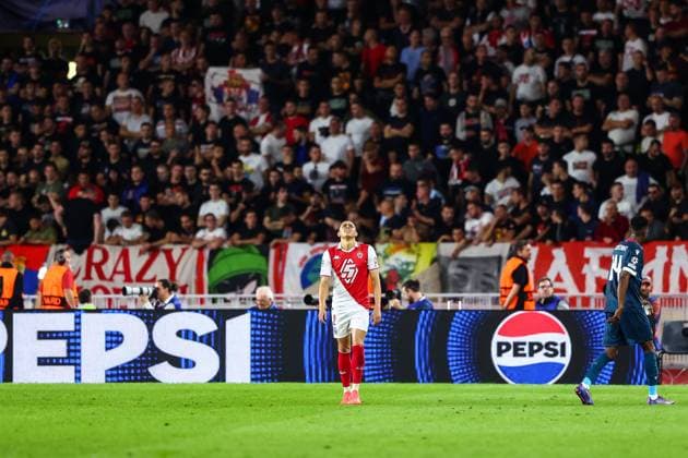 Fußball, CL, AS Monaco - Roter Stern Belgrad 22nd October 2024 - UEFA CHAMPIONS LEAGUE - J3 - SEASON 2024 2025 - AS MONACO vs CRVENA ZVEZDA - STADE LOUIS II The disappointment of vanderson during the game MONACO MONACO Copyright: xSPORTPIXPRESSx xFREDxPORCUx