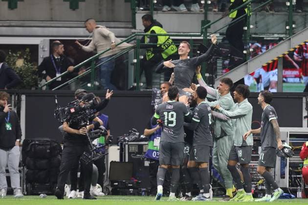 October 22, 2024, Milan, Lombardy, Italy: FRANCESCO CAMARDA 73 of AC MILAN assisted by CHRISTIAN PULISIC scores to make it 4:1 during Matchday 3 of 8 of the UEFA Champions League 2024 2025 between AC MILAN and CLUB BRUGGE at San Siro in Milan, Italy Milan Italy - ZUMAc179 20241022_zep_c179_064 Copyright: xMickaelxChavetx