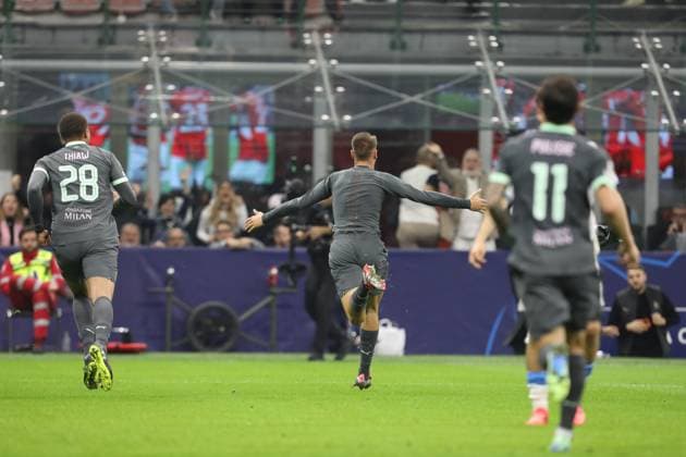 October 22, 2024, Milan, Lombardy, Italy: FRANCESCO CAMARDA 73 of AC MILAN assisted by CHRISTIAN PULISIC scores to make it 4:1 during Matchday 3 of 8 of the UEFA Champions League 2024 2025 between AC MILAN and CLUB BRUGGE at San Siro in Milan, Italy Milan Italy - ZUMAc179 20241022_zep_c179_072 Copyright: xMickaelxChavetx