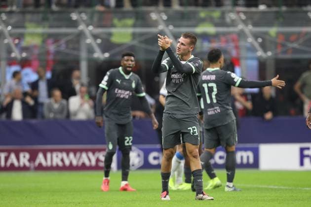 October 22, 2024, Milan, Lombardy, Italy: FRANCESCO CAMARDA 73 of AC MILAN gets very emotional at the final whistle scoring his first goal in the Champions League during Matchday 3 of 8 of the UEFA Champions League 2024 2025 between AC MILAN and CLUB BRUGGE at San Siro in Milan, Italy Milan Italy - ZUMAc179 20241022_zep_c179_077 Copyright: xMickaelxChavetx