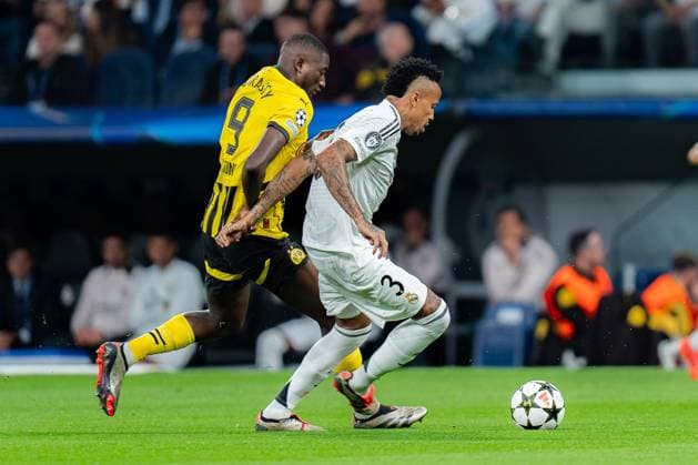 22 10 2024, Real Madrid vs Borussia Dortmund, UEFA Champions League, Matchday 3 Eder Miliato Real Madrid, 3 Serhou Guirassy Borussia Dortmund, 9 Copyright: xBahhoxKarax