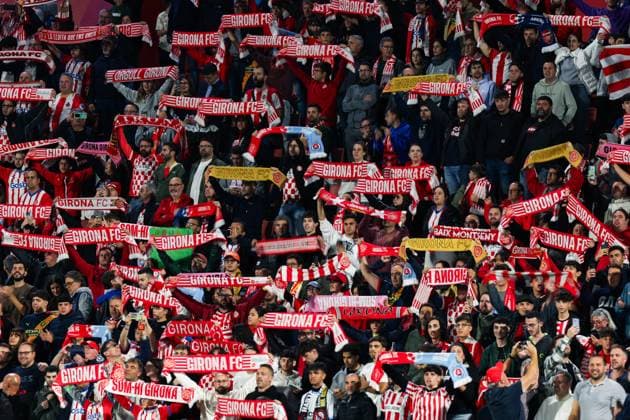 Girona, Spain, October 22nd 2024: Supporters of Girona FC are seen during the UEFA Champions League football match between Girona FC and SK Slovan Bratislava at the Montilivi Stadium in Girona, Spain (Judit Cartiel SPP) Copyright: xJuditxCartielx xSPPx spp-en-JuCaSp-JUCA6666